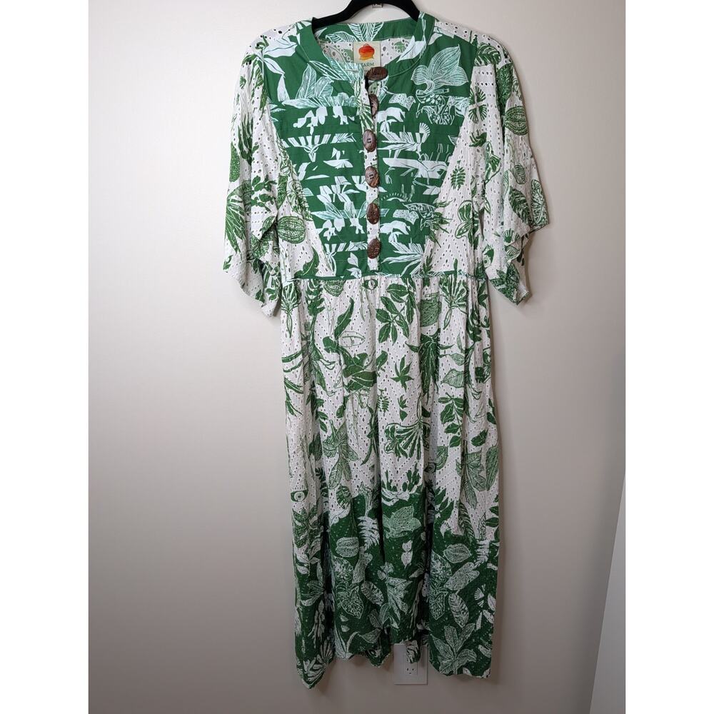 NEW Anthropologie Farm Rio Forest Soul Short Sleeve Midi Dress Small - Picture 2 of 11